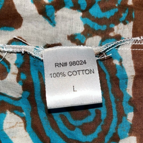 House of Harlow NWT Open Back Turquoise & Brown Batik Maxi Dress size Large - Picture 9 of 10